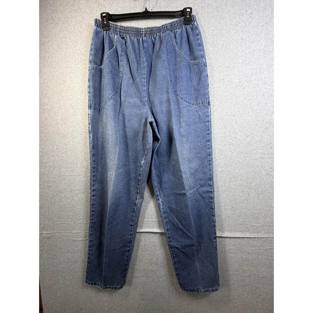 Briggs Jeans Womens 16W Blue‎ High Rise Relaxed Straight Elastic Waist Denim